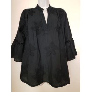 Dames blouses met bewerking zwart One size 38/42