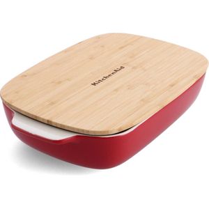 KitchenAid Ovenschaal met bamboe deksel - medium - keizer rood