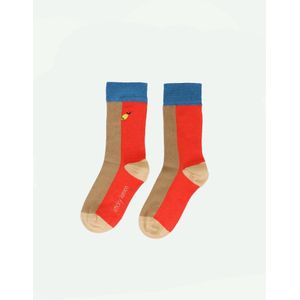 Sticky Lemon - socks - colourblocking - red hat + jane beige