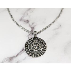 Mei's | Viking The Trinity ketting | mannen ketting / sieraad Viking / Viking ketting | Stainless Steel / 316L Roestvrij Staal / Chirurgisch Staal | Triquetra / Trinity knoop / 50 cm / zilver