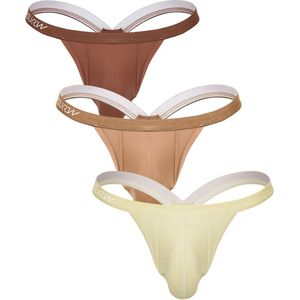 SUKREW Bubble Thong Multipack 1x Espresso + 1x Cortado + 1x Cappuccino - MAAT S - Heren Ondergoed - String voor Man - Mannen Thong