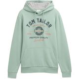 TOM TAILOR - 22577 - Hoodie Sweatshirt - Stofgroen - Met Logo-print