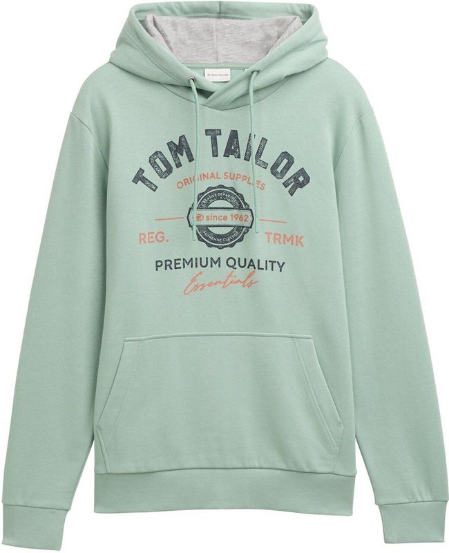 TOM TAILOR - 22577 - Hoodie Sweatshirt - Stofgroen - Met Logo-print