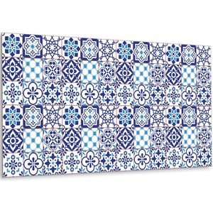 Tulup PVC Wandpaneel - Azulejo-Patroon Vinyl Wandpaneel - 100 cm x 50 cm - Blauw PVC Wandpaneel - 1 stuk - Vinyl Wandpaneel - Mozaïek Wandbekleding - Wandbekleding Vinyl - Plaktegels Keuken en Badkamer