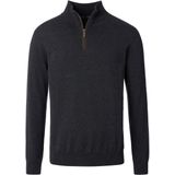 Casa Moda Trui met rits grijs (Maat: S) - Mélange - Halslijn: Opstaande kraag met rits,