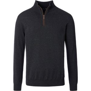 Casa Moda Trui met rits grijs (Maat: S) - Mélange - Halslijn: Opstaande kraag met rits,