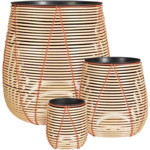 Mica - plantenbak - Bloempot - Cancun pot rond beige set van 3 - h50xd47cm
