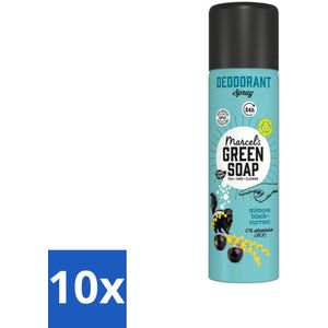 10 x Marcel's Green Soap - Deodorant Spray - Mimosa & Blackcurrant - Langdurige frisheid - 150 ml - Deodorant Spray - Mimosa Blackcurrant - Langdurige Frisheid - Natuurlijke Geur - Vegan