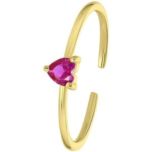 Lucardi Dames Goldplated ring Love month stone hart - Ring - Cadeau - Echt Zilver - Goudkleurig