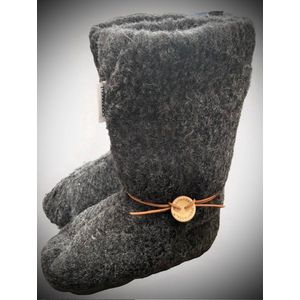 Moorlander schapenwollen hoge laars sloffen | Antraciet 44