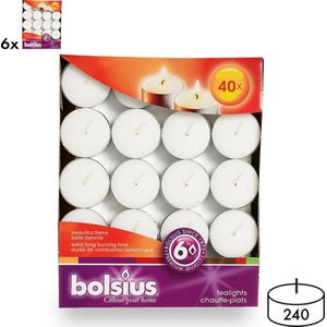 Bolsius - Theelichtkaarsen - Wit - Brandduur 6 Uur - 240 Stuks - van Karton