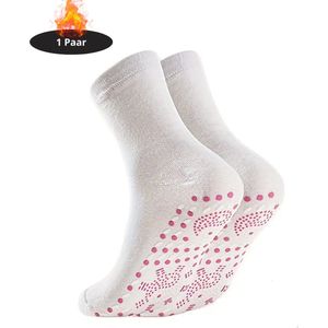 Nivard Skisokken - Ski Sokken - Warme Sokken - Lange Huissokken - Thermo - Compressie - Wit - 22-26cm