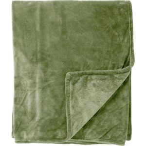 Dutch Decor - MARLON - Bedsprei 240x260 cm - effen kleur - heerlijk zacht - Matte Green - groen