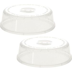 Magnetrondeksel/afdekschaal D24 - 2x - transparant - kunststof - 24 x 7 cm - keukenhulpmiddelen