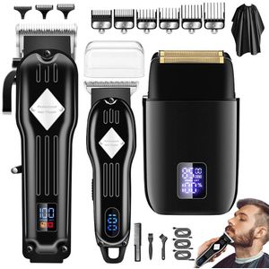HAUSS SPOLE Baardtrimmer Mannen Set Van 3 - Verzorging Voor Mannen-Trimmer voor Baard en Lichaam - 180 min draadloos gebruik - Trimmer voor Hoofd & Baard - Haartrimmer mannen - Waterdicht - Zwart