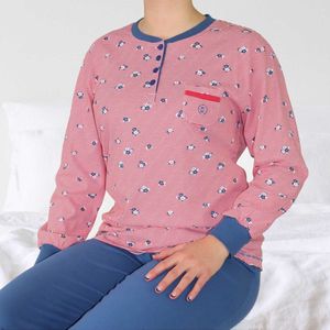 Irresistible Dames Pyjama - Witte Strepen - Katoen - Blauw - Maat S