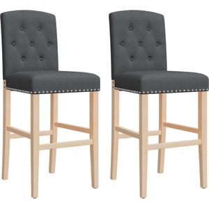 The Living Store Barstoelen 2 st massief rubberhout en stof - Barstoelen - Barkrukken - Eetkamerstoelen - Design Meubels - Moderne Stoelen