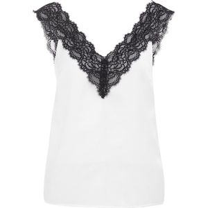 WE Fashion Dames singlet met kant en satijnen look