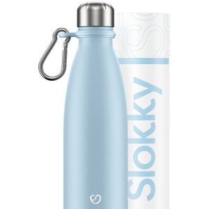 Slokky - Pastel Blue Thermosfles & Karabijnhaak - 500ml
