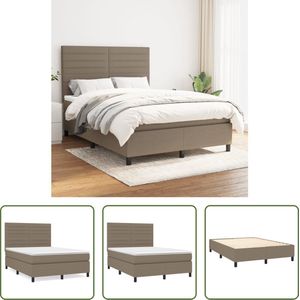 The Living Store Boxspringbed - Pocketvering - 140 x 200 cm - Taupe/Wit