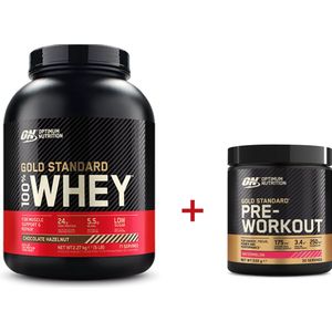 Optimum Nutrition Gold Standard Workout Bundel - 100% Gold Standard Whey Chocolate Hazelnut Proteine Poeder + Pre Workout Watermelon - 2270 gram (71 shakes) + 330 gram (20 doseringen)