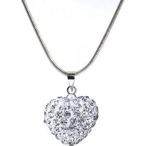 Fako Bijoux® - Ketting - Disco Dots - Hart - Wit