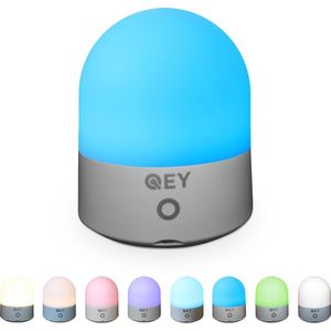 QEY - USB Oplaadbaar Nachtlampje 8 Instelbare Kleuren - LED verlichting - Leeslamp - Tafellamp - Bedlamp voor Baby, Kinderen & Volwassenen - Kinderkamer - Dimbaar - Touch Control - Multi kleur & Wit licht - RGB Nachtlamp