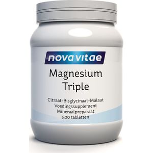 Nova Vitae - Magnesium Triple - 500 tabletten - Voor zenuwstelsel, spieren en geestelijke energie - Vegan