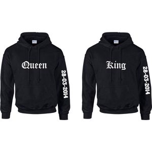 Hoodie set koppel King en Queen-Cadeau Valentijn Verjaardag-Trui met capuchon-Maat S