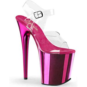 Pleaser - FLAMINGO-808 Sandaal met enkelband, Paaldans schoenen - Paaldans schoenen - 44 Shoes - Roze/Transparant