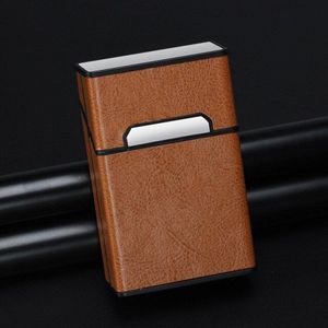 Gadgetpoint | Sigarettenhouder | Opbergbox | Sigarettendoosje | Sigaretten opberg doos | Plastic Metaal Kunststof | Leerlook - Bruin