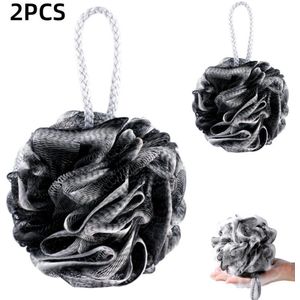 2 stuks-badspons-badbloem-Bubbelbadbloem-bodyscrubballen-geschikt voor baden-exfoliatie en reiniging- zwart-14*14*1cm