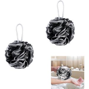 2stuks, badspons/badbloem, voor exfoliatie, zacht en mild voor de huid, creëert schuim tijdens het baden, geschikt voor baden, exfoliatie en reiniging, zwart, 14*14*1cm