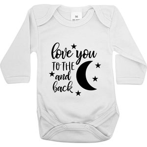 Romper Love you to the moon and back - Lange mouw wit - Maat 56