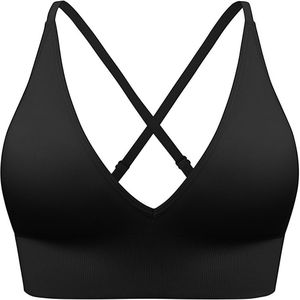 Classic Sports Bras Adjustable Shoulder Strap Bra Seamless Wirefree Removable Push Up Bra Sleep Bralette for Workout Yoga Daily Wear, Black, S