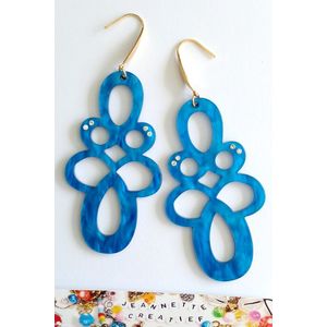 Jeannette-Creatief® - Resin - Swirl Diamonds Blauw - Oorbellen - Dames Oorbellen - Oorbellen Dames - Strass steentjes - Blauwe oorbellen - Grote Oorbellen