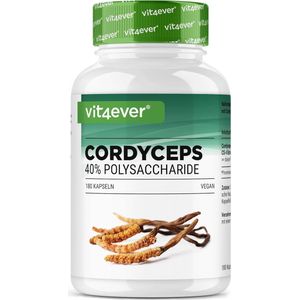 Vit4ever - Cordyceps Paddenstoel - 180 Capsules - 650 mg Echt CS-4 Extract - 40% Bioactieve Polysacchariden - Veganistisch