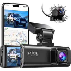 Dashcam - Dashcam Voor Auto - Dashcam Voor Auto Voor En Achter - 4K - GPS - Infrared Night Vision