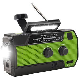 Multifunctionele radio - noodradio - Opwindbare radio - Draagbare radio - SOS-functies - ABS - Groen