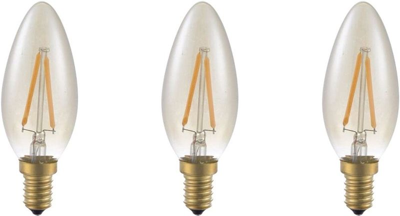 SPL - E14 LED Lamp - Goud - Dimbaar - 2W - Extra Warm Wit - 2200K - LED Filament Kaars C35 - 3 Stuks
