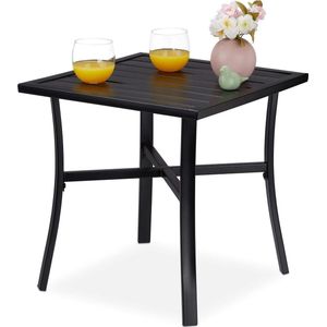 Tuintafel vierkant voor tuin en terras 4 personen - afmeting BxD 46x46 cm - zwart bijzettafel buiten