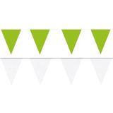 Witte/Groene feest punt vlaggetjes pakket -120 meter - slingers/ vlaggenlijn