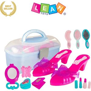 Sweet Glamour Beauty Set voor Meisjes – Luxe Make-upkoffer met Hoge Hakken, Ketting & Accessoires – Kinderspeelgoed Schoonheidsset met Spiegeltje, Borstel, Lipgloss & Parfum – Educatief Rollenspel Beauty Salon – Cadeau voor Meisjes – Met Ebook