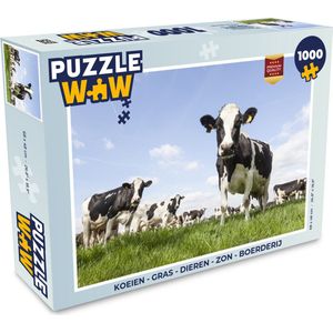 Puzzel Koeien - Gras - Dieren - Zon - Boerderij - Legpuzzel - Puzzel 1000 stukjes volwassenen