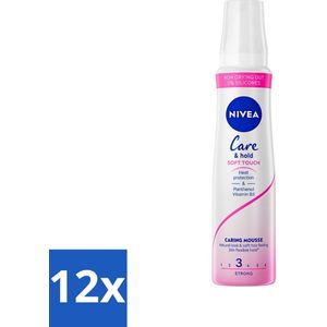 12 x NIVEA - Haarschuim - Verzorging & Stevigheid Zachte Aanzet - 24 Uur Lang Bescherming - 250 ml - Haar Mousse - Natuurlijke Styling - Volume - Verzorging - Panthenol