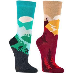 Grappige sokken | Dames sokken | Heren sokken | Thema: Bergen | Merk: Feterz | Maat: 36-41 / 42-47 | 2 Paar