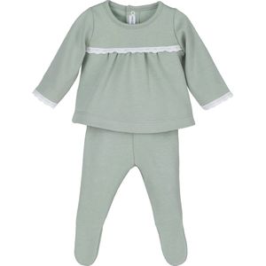 Calamaro - unisex - newborn baby setje met kanten randje - mintgroen - maat 56/62