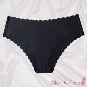SilverAndCoco® - Naadloze Onderbroek / Seamless Broekje Dames / Zacht Brazilian Slipje / Naadloos Stretch Ondergoed Vrouw / Hipster Dames Lingerie Broekje Slip Black - Zwart / Small
