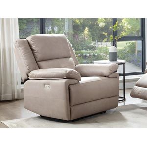 Vente-unique Elektrische relaxfauteuil van stof - Taupe - DOLENE L 96 cm x H 101 cm x D 93 cm