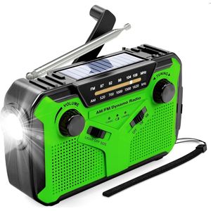 PolkaHome, Noodradio Solar Opwindbaar - Noodradio Opwindbaar - Opwindbare Radio - Powerbank Zonne Energie, Draagbare zwengelradio, dynamo, noodradio met 4000 mAh oplaadbare batterij, led-zaklamp, SOS-alarm voor camping, outdoor, noodgevallen